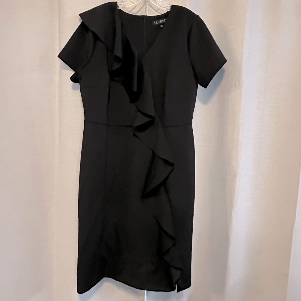 Black ruffle cocktail dress